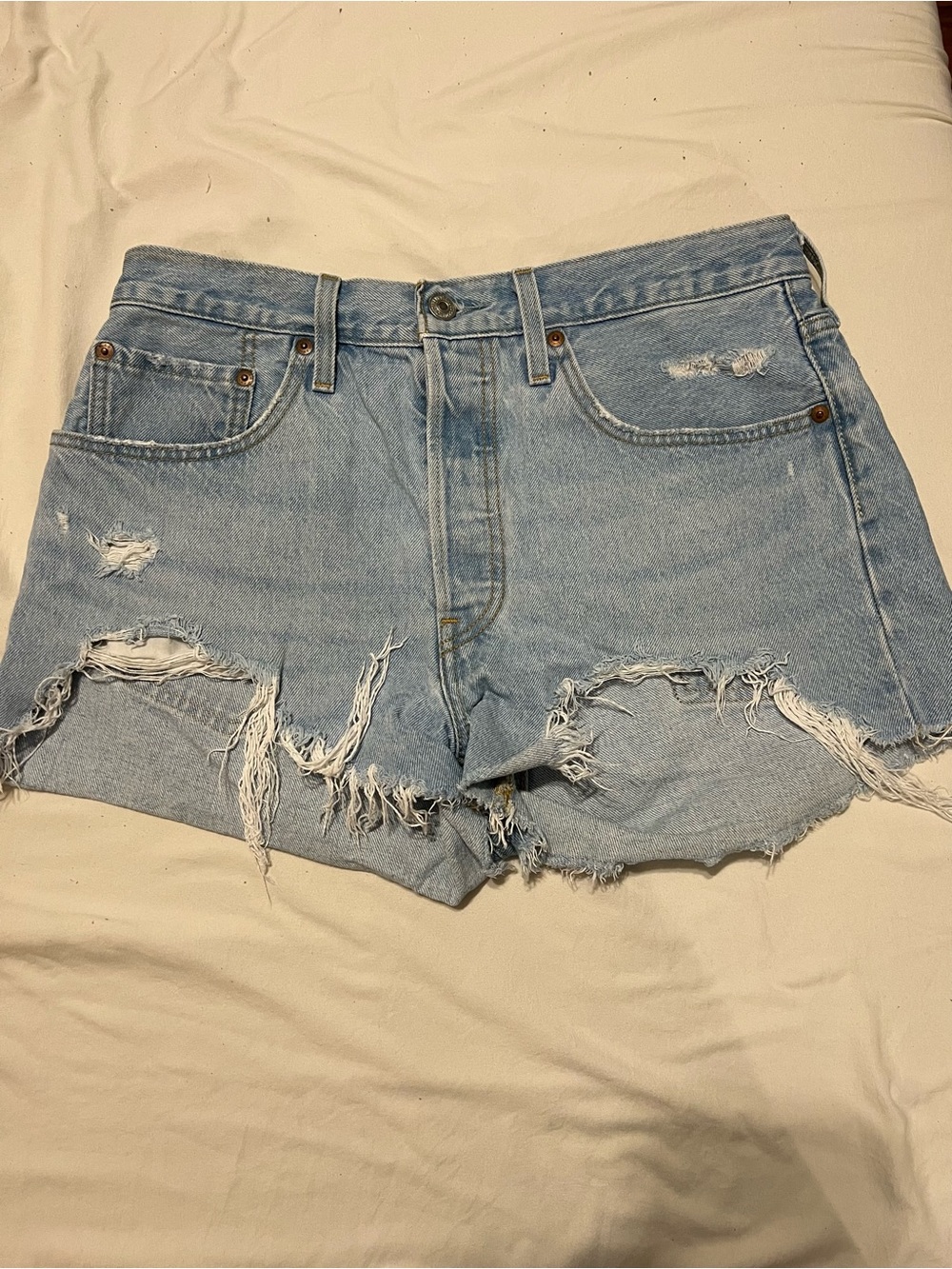 Levi's Light Blue Distressed Cutoff Denim Shorts